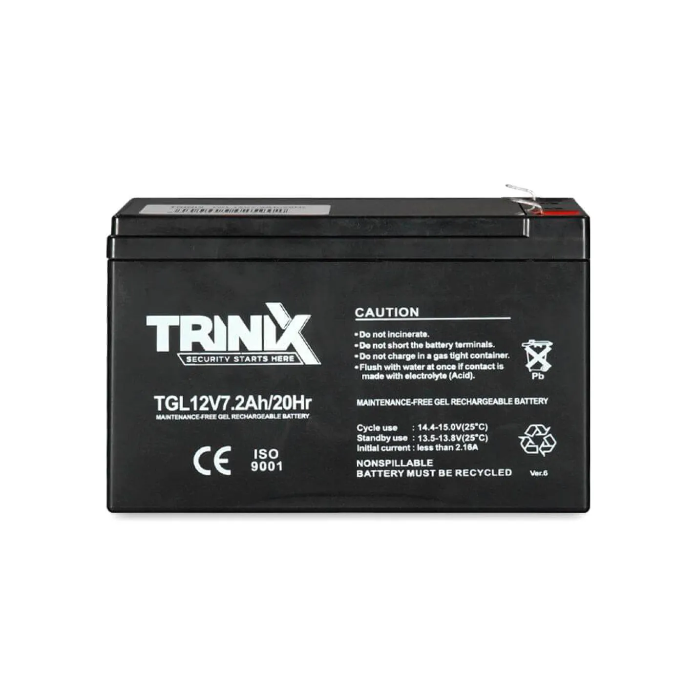 Акумуляторна батарея гелева Trinix 12В 7.2Аг TGL12V7.2Ah/20Hr GEL - Фото 1