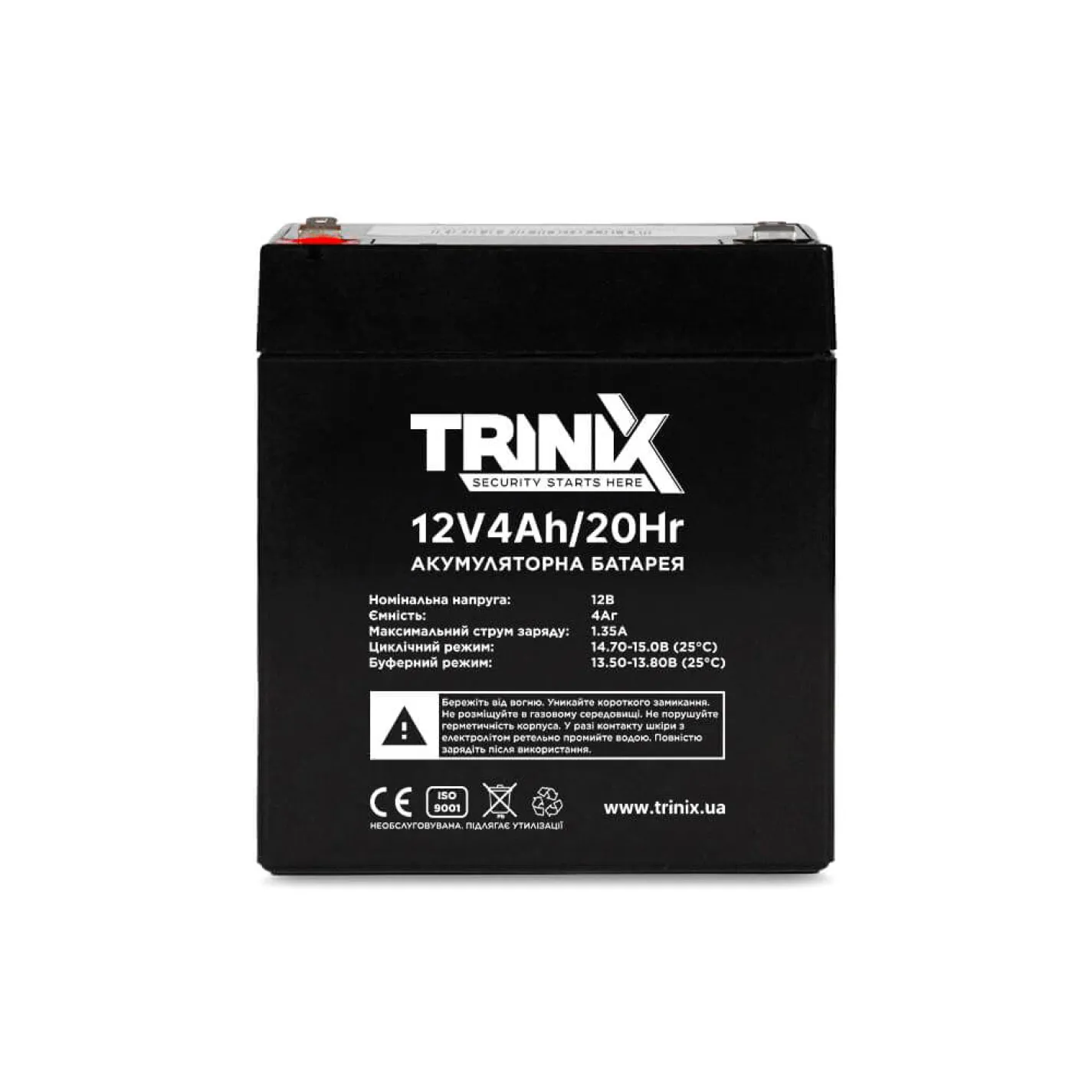 Аккумуляторная батарея свинцово-кислотная Trinix 12V4Ah/20Hr AGM 12В 4Аг - Фото 1