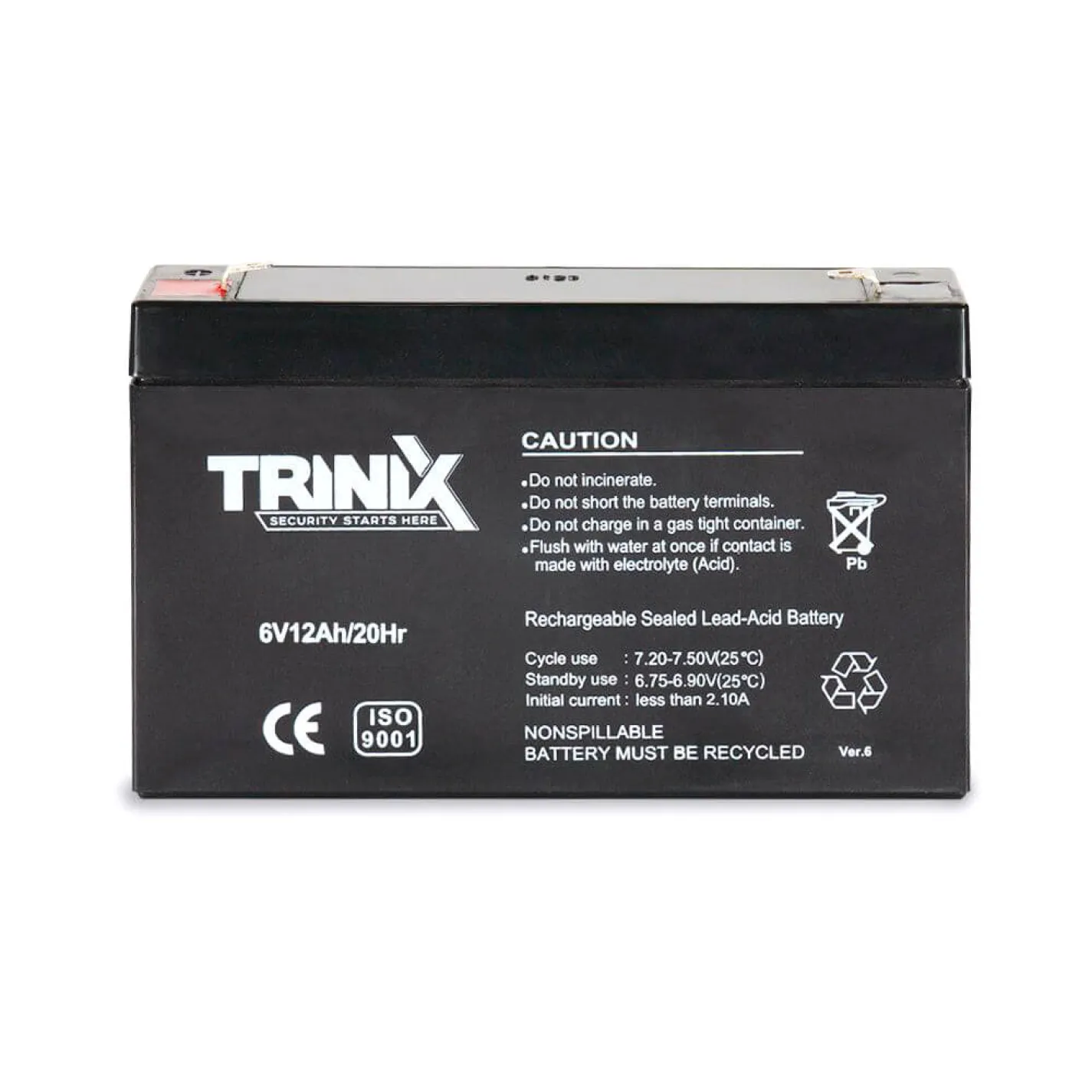 Акумуляторна батарея свинцево-кислотна Trinix 6В 12Аг 6V12Ah/20Hr AGM - Фото 1