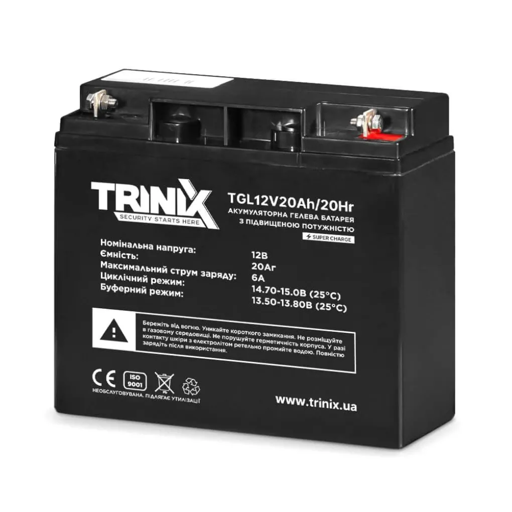 Акумуляторна батарея гелева Trinix 12В 20Аг TGL12V20Ah/20Hr GEL Super Charge- Фото 1