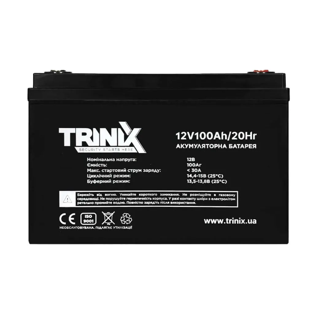 Акумуляторна батарея свинцево-кислотна Trinix 12V100Ah/20Hr AGM 12В 100Аг- Фото 2