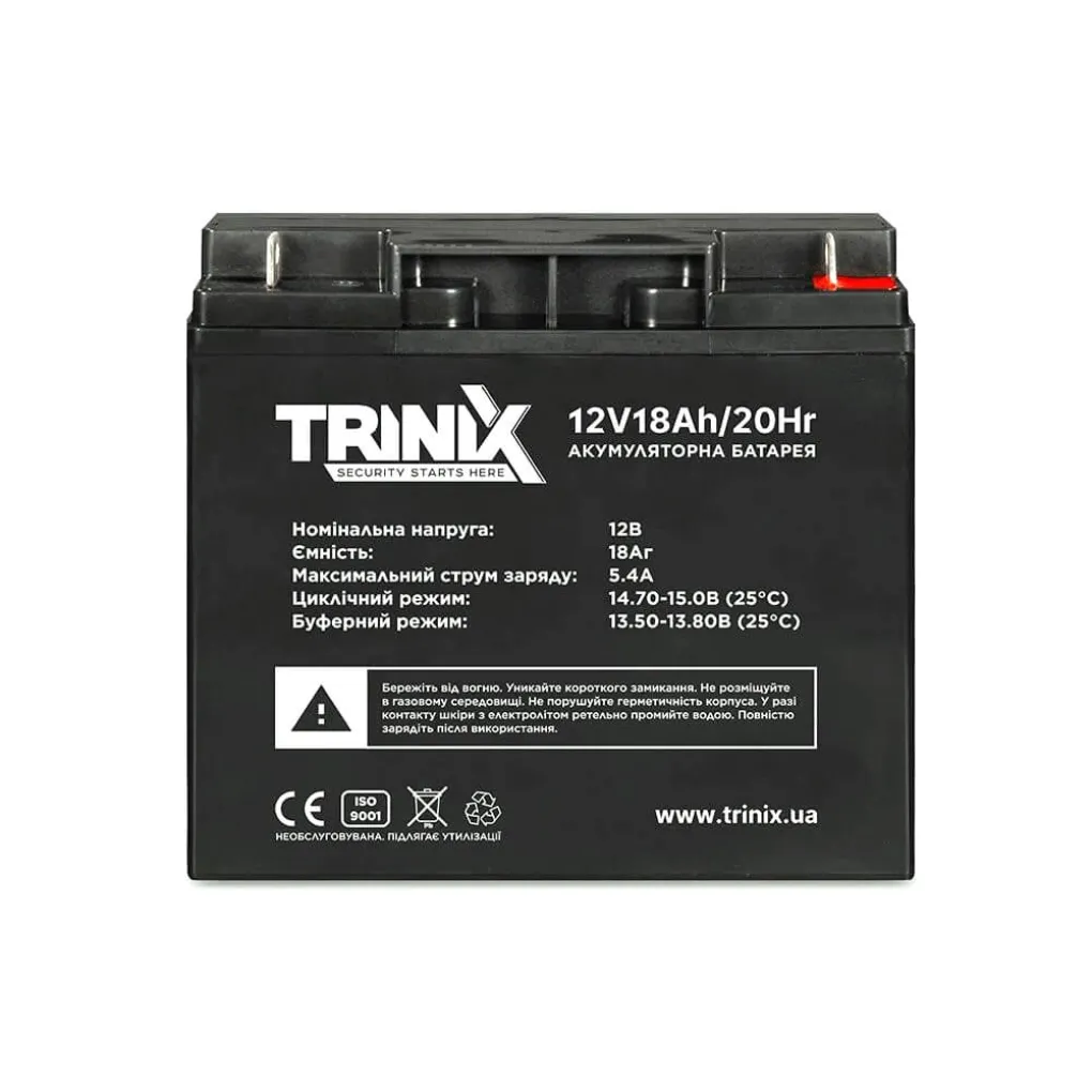 Акумуляторна батарея свинцево-кислотна Trinix 12V18Ah/20Hr AGM 12В 18Аг- Фото 2