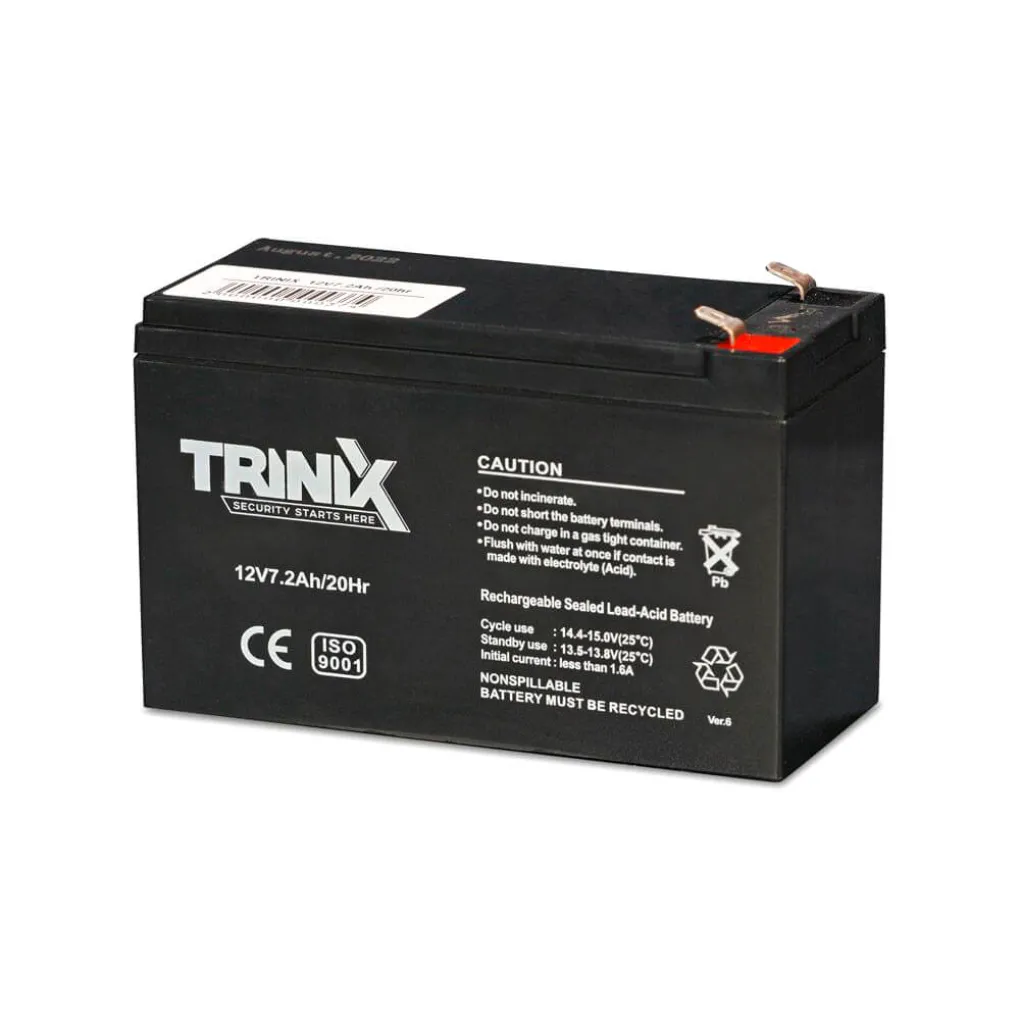 Аккумуляторная батарея свинцово-кислотная Trinix 12V7.2Ah/20Hr AGM 12В 7.2Аг- Фото 1