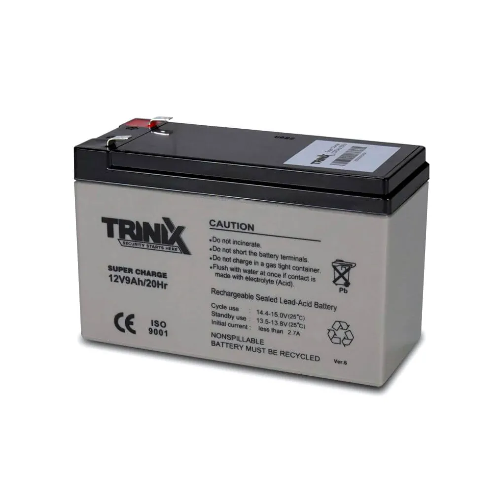 Аккумуляторная батарея свинцово-кислотная Trinix 12V9Ah/20Hr Super Charge AGM 12В 9Аг- Фото 1