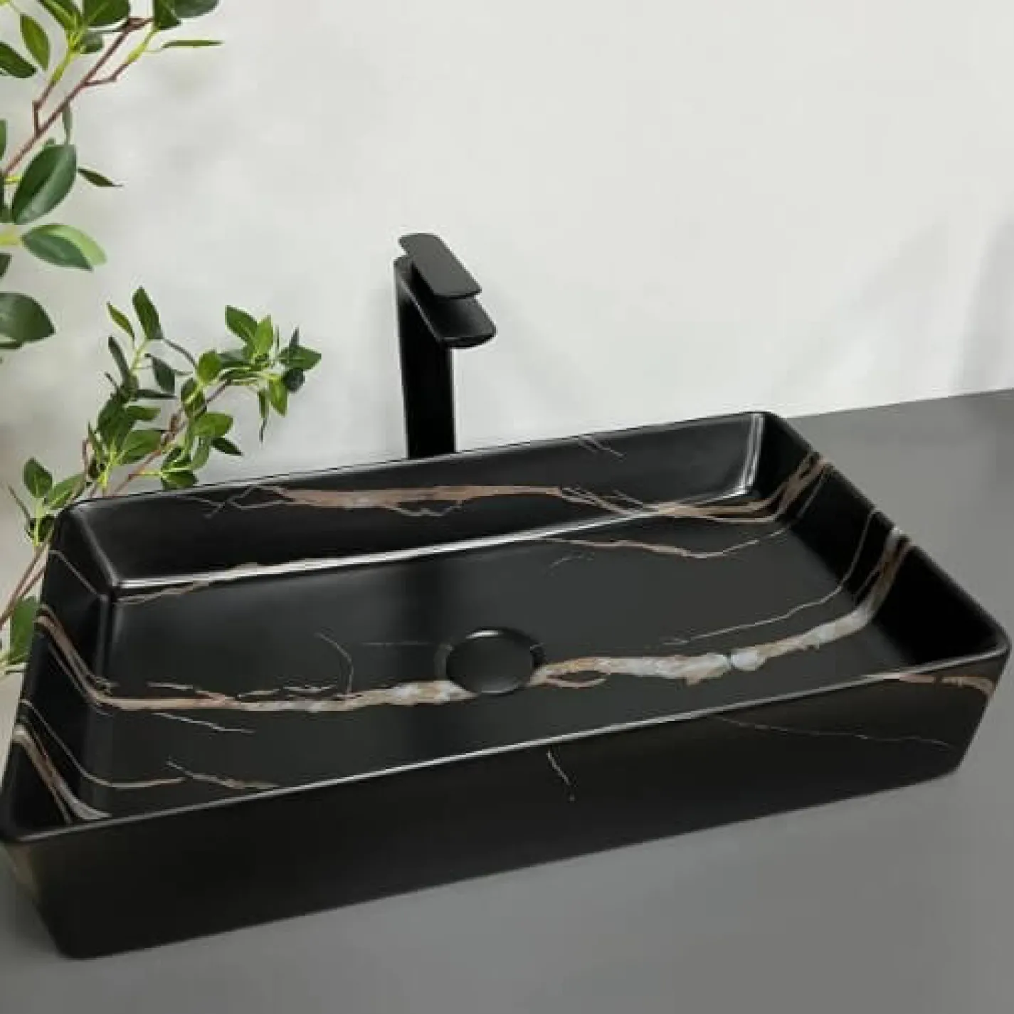 Раковина VBI Triest Stone чорний VBI-012701 - Фото 3