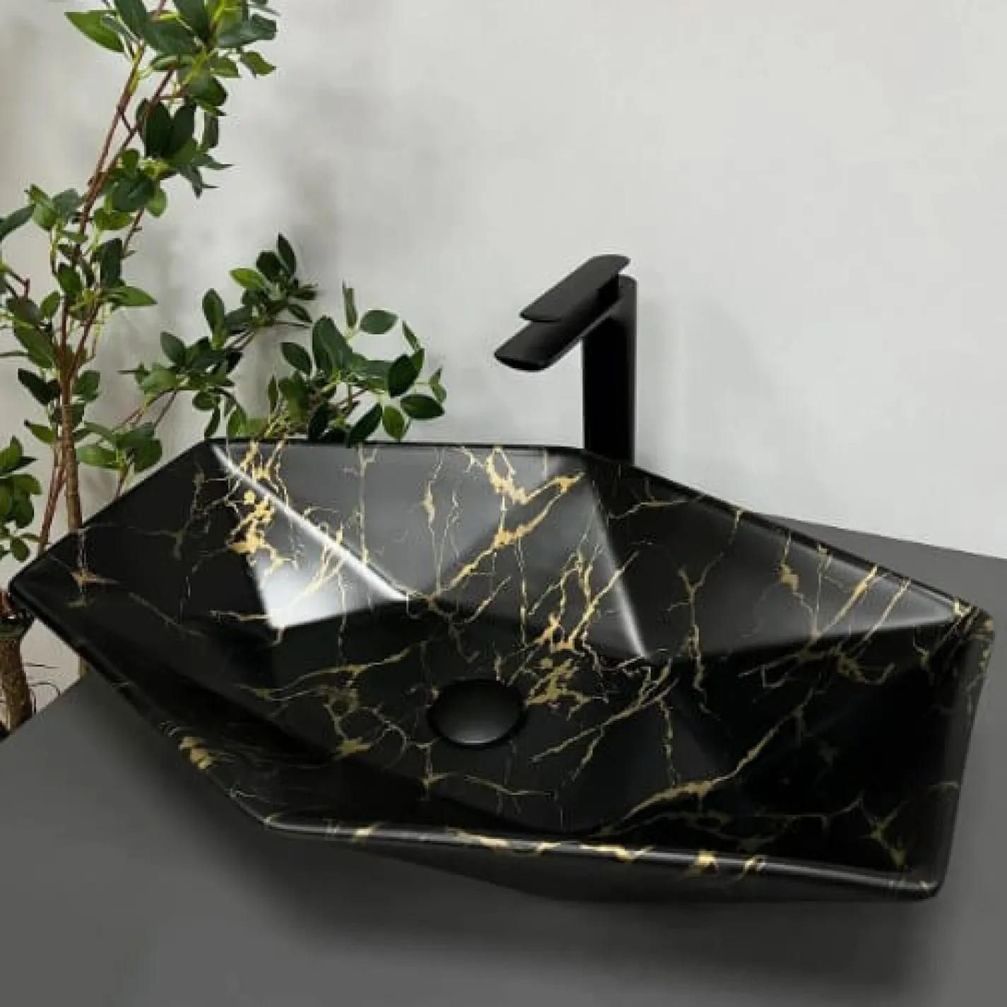 Раковина VBI Venezia Marble чорний матовий VBI-012406 - Фото 1