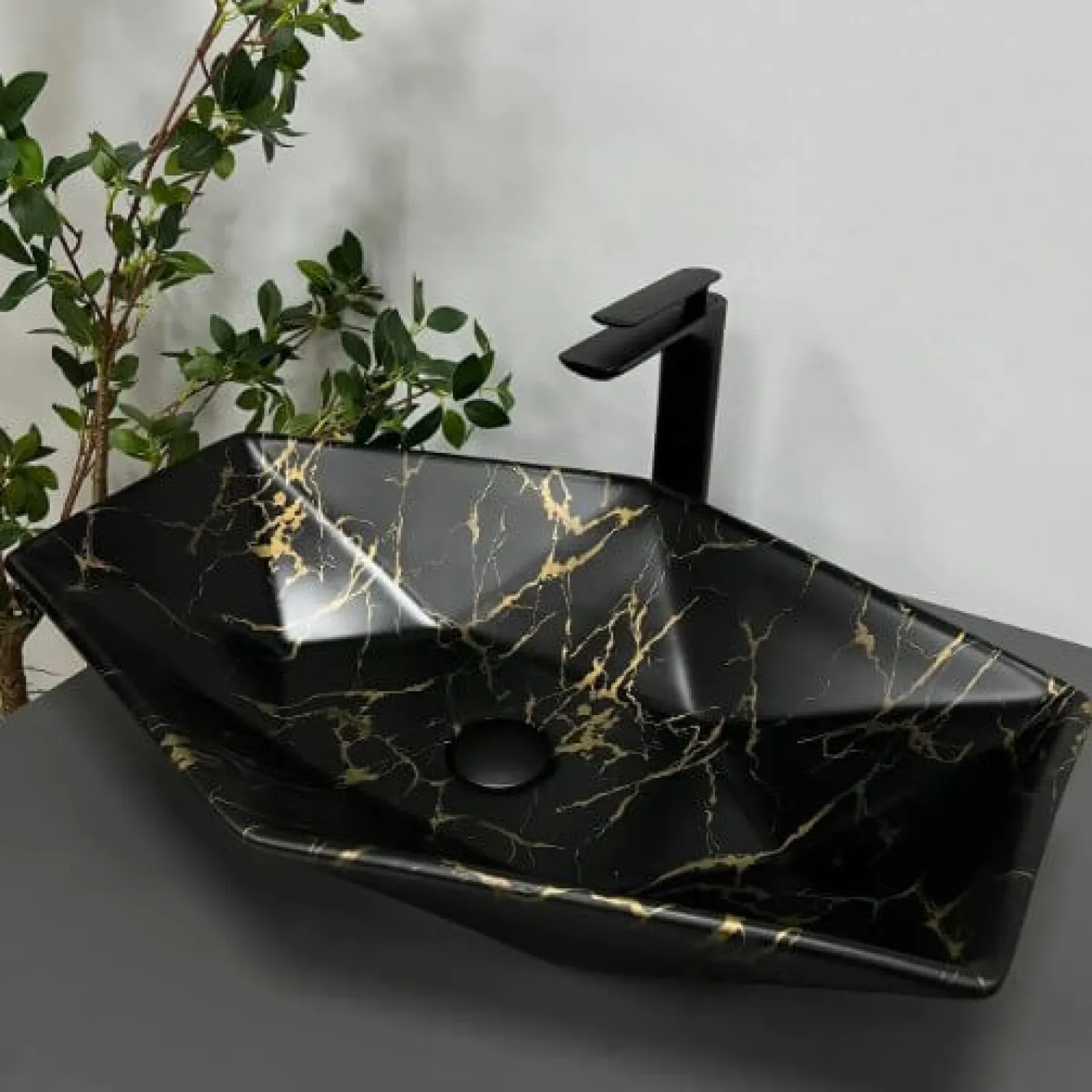 Раковина VBI Venezia Marble чорний матовий VBI-012406 - Фото 2