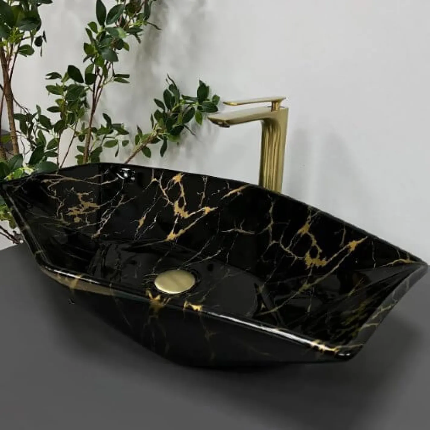 Раковина VBI Venezia Marble Glossy чорний VBI-012405 - Фото 3