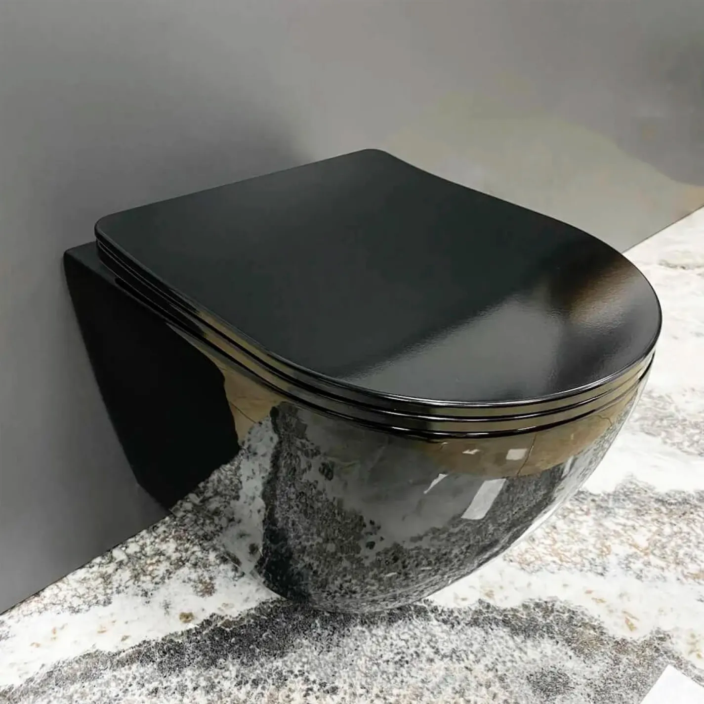 Унитаз подвесной VBI Vulcano Black Glossy (VBI-020414) - Фото 3