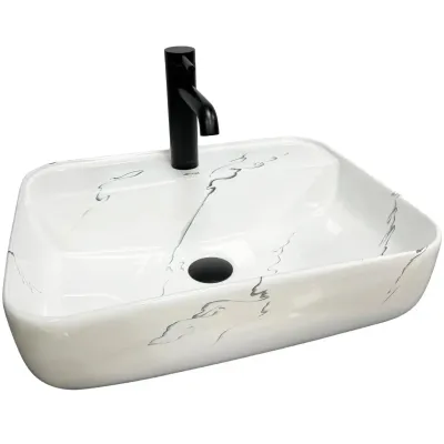 Раковина накладная VBI Ragusa белый мрамор VBI-014501