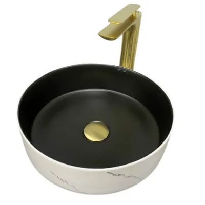 Раковина накладная VBI Prato White Black marble matt (VBI-011409)