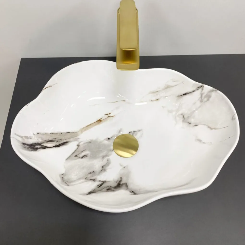 Раковина накладная VBI Faleria Carrara glossy (VBI-016700)- Фото 2