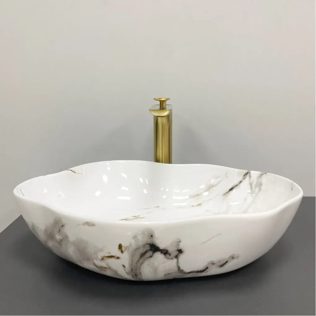 Раковина накладная VBI Faleria Carrara glossy (VBI-016700)- Фото 3
