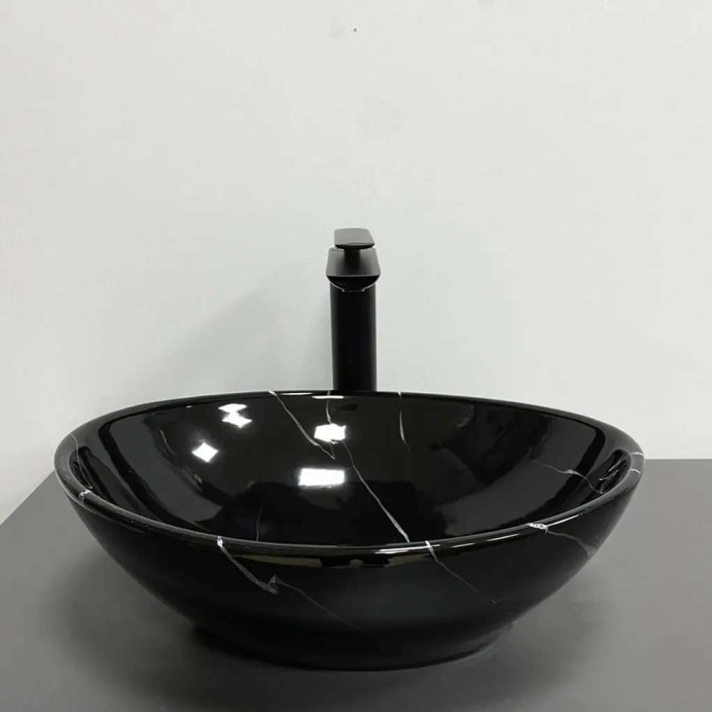 Раковина накладная VBI Parma Black marmo glossy (VBI-011023)- Фото 2