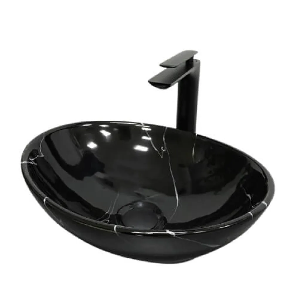 Раковина накладная VBI Parma Black marmo glossy (VBI-011023)- Фото 1