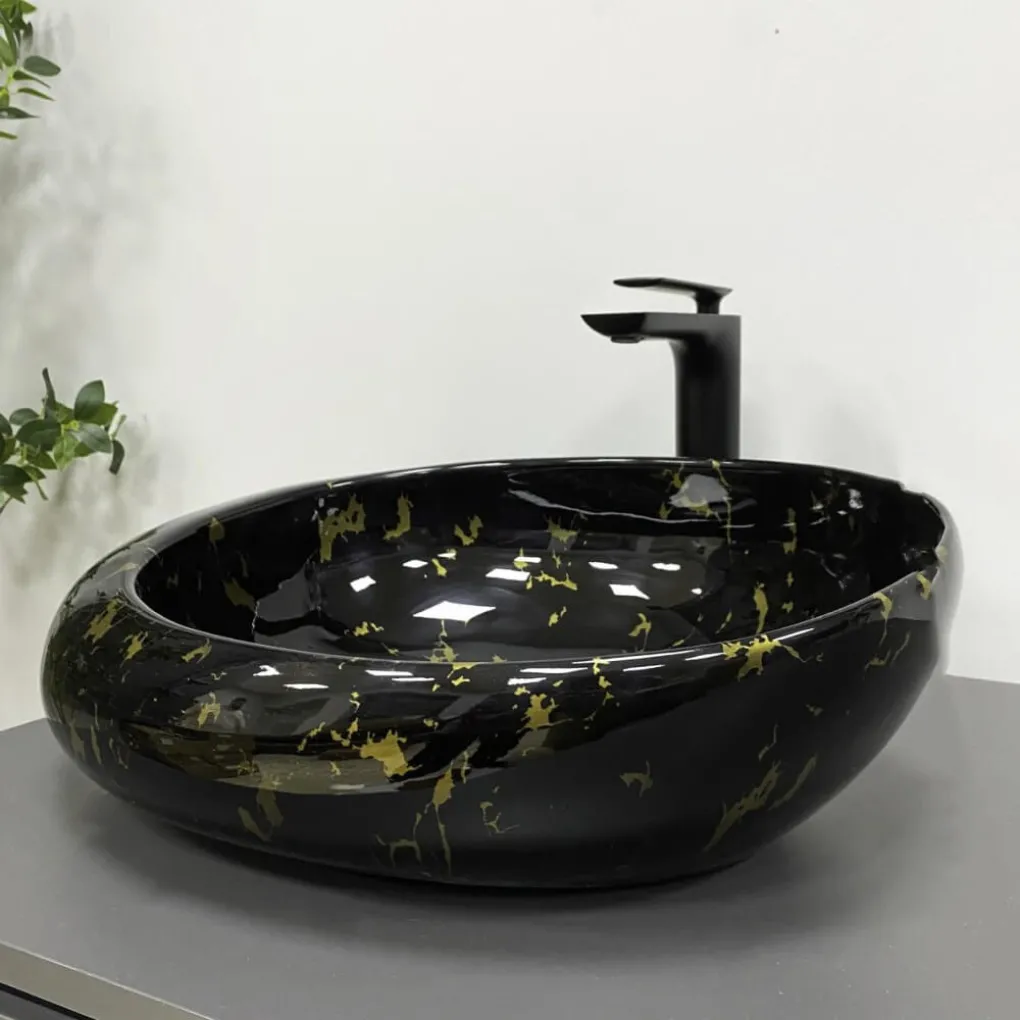 Раковина накладная VBI Riccia Black marmo glossy (VBI-017201)- Фото 2