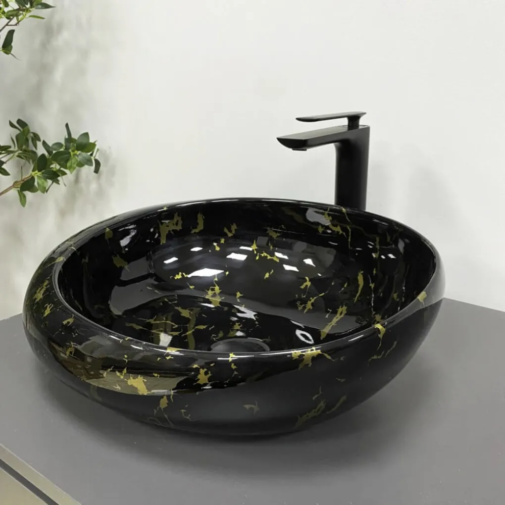 Раковина накладная VBI Riccia Black marmo glossy (VBI-017201)- Фото 3