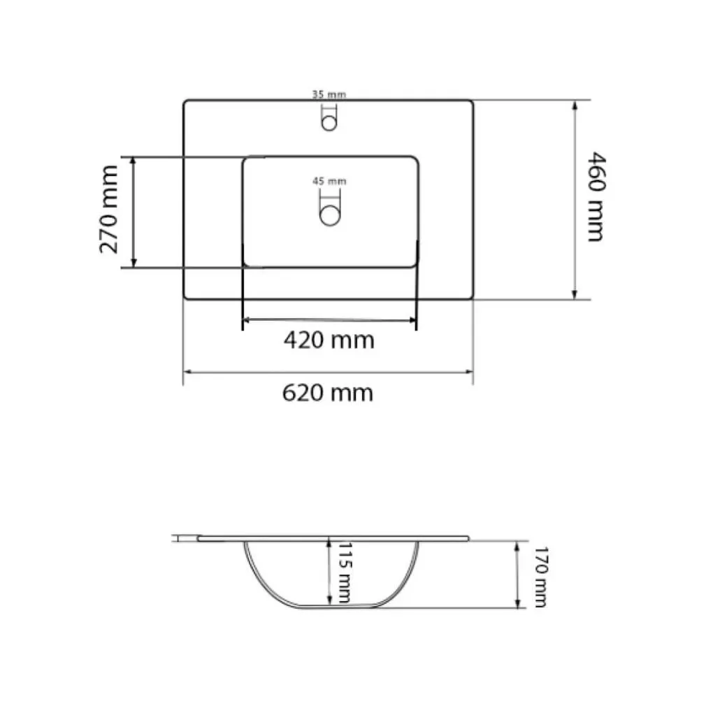 Раковина врезная VBI Ferrara 60 Black matt (VBI-018042)- Фото 3