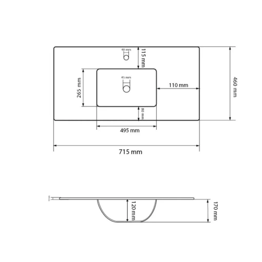 Раковина врезная VBI Ferrara 70 Black matt (VBI-018043)- Фото 4