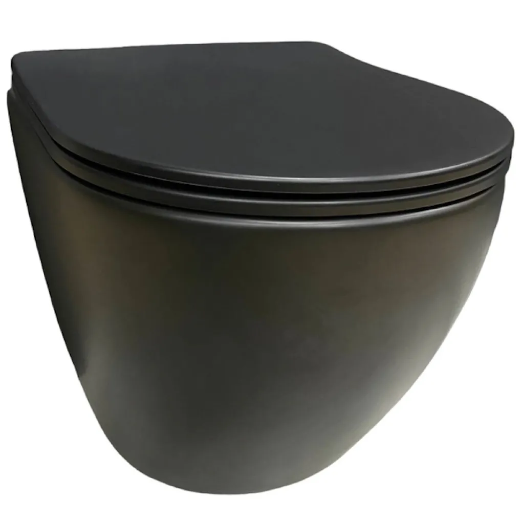 Унитаз подвесной VBI Vulcano Black Matt черный матовый (VBI-020412)- Фото 1