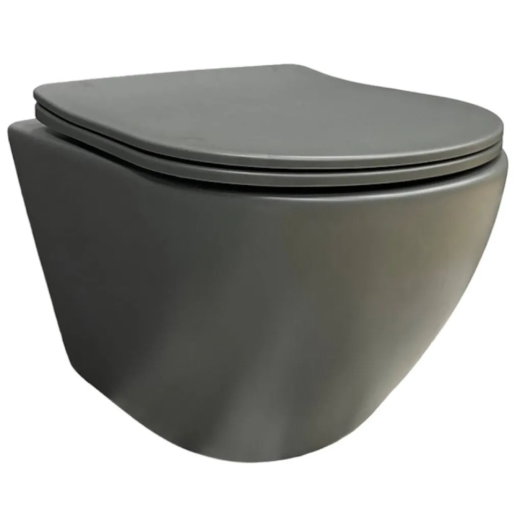 Унитаз подвесной VBI Vulcano Grey Matt серый матовый (VBI-020410)- Фото 1