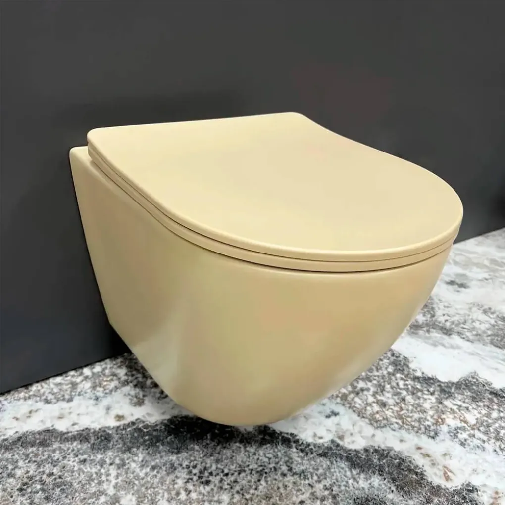 Унитаз подвесной VBI Vulcano Beige Matt (VBI-020408)- Фото 2