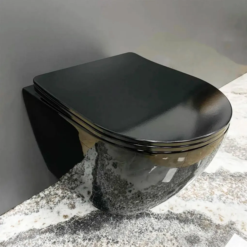 Унитаз подвесной VBI Vulcano Black Glossy (VBI-020414)- Фото 4