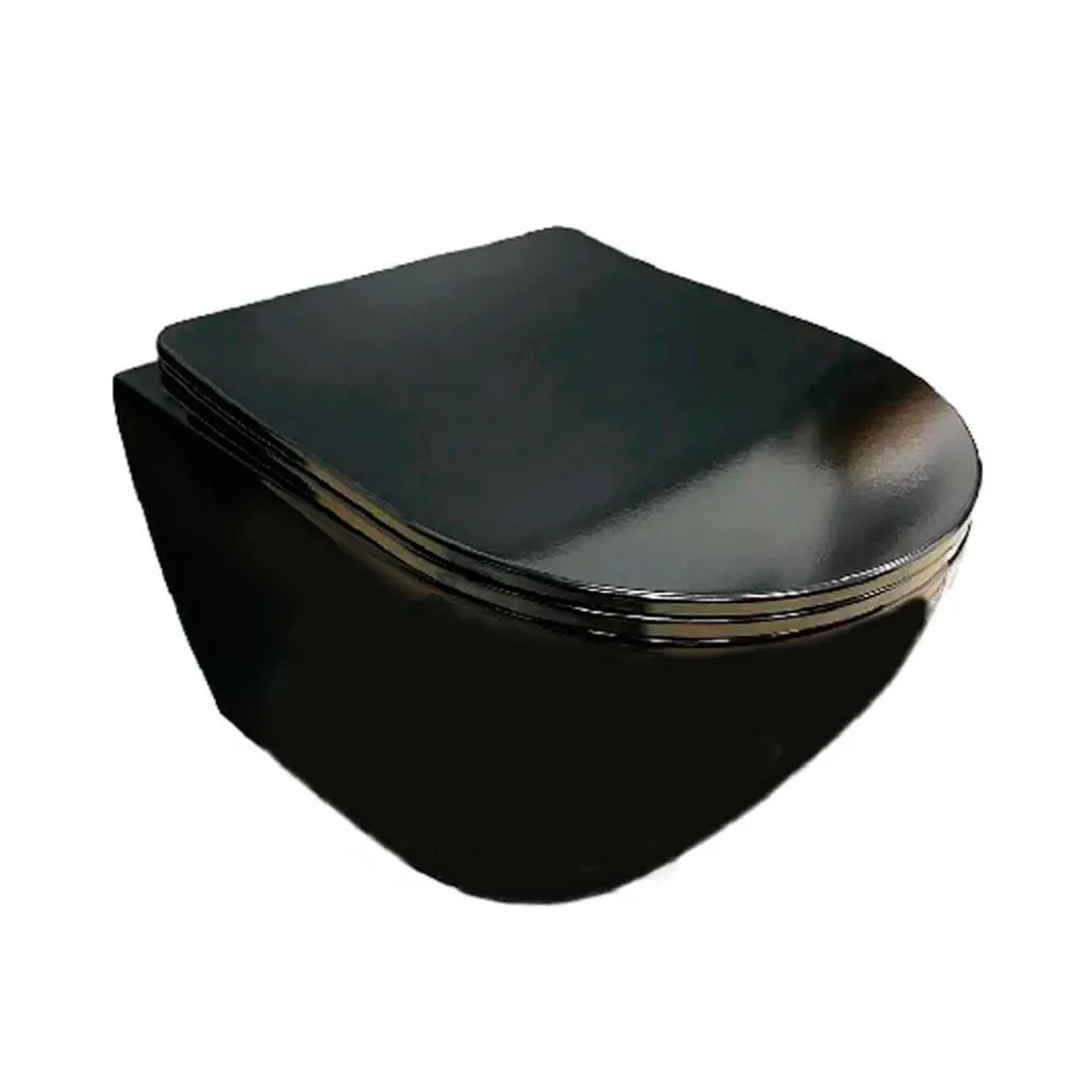 Унитаз подвесной VBI Vulcano Black Glossy (VBI-020414)- Фото 1
