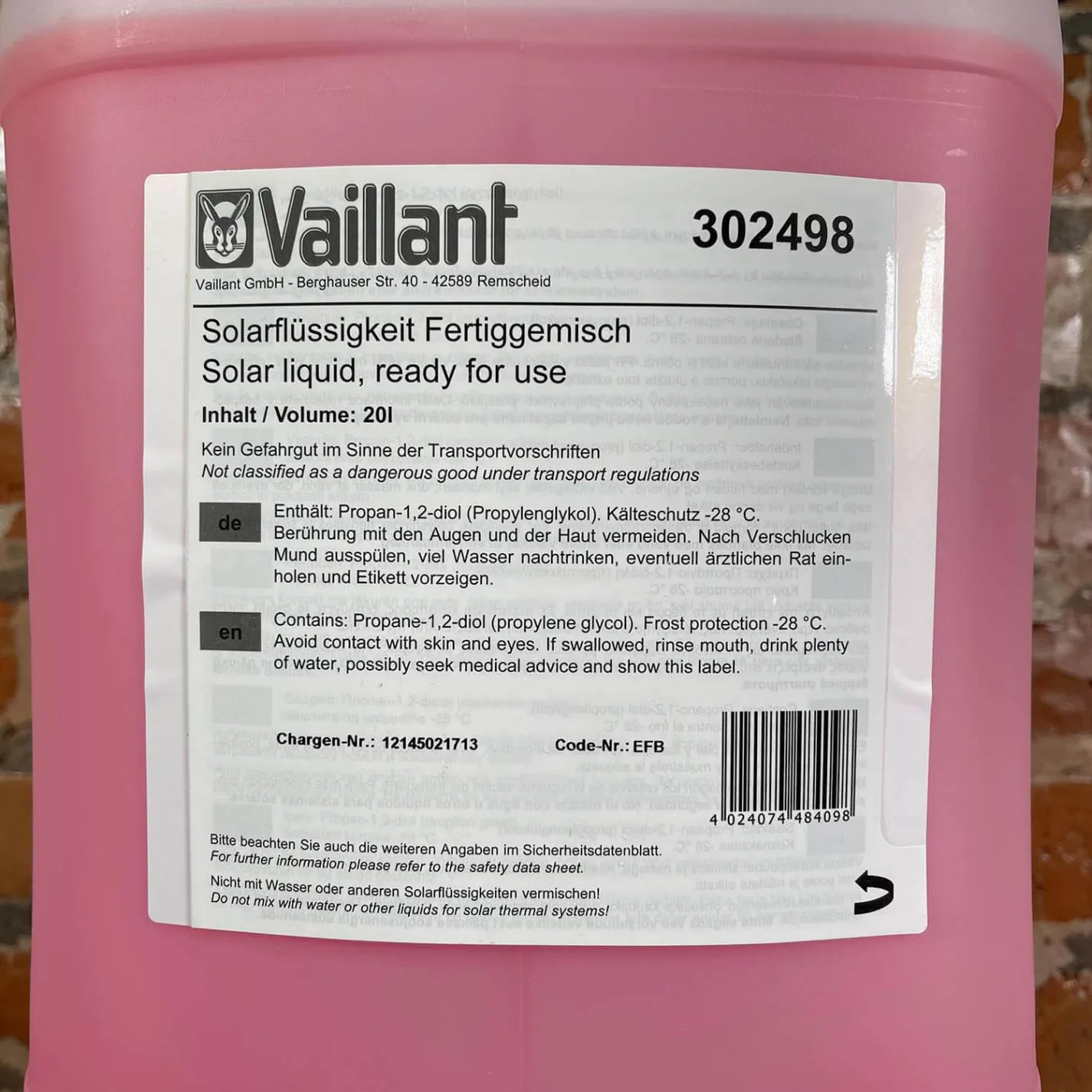 Рідина для сонячних колекторів Vaillant 20 л (302498) - Фото 1