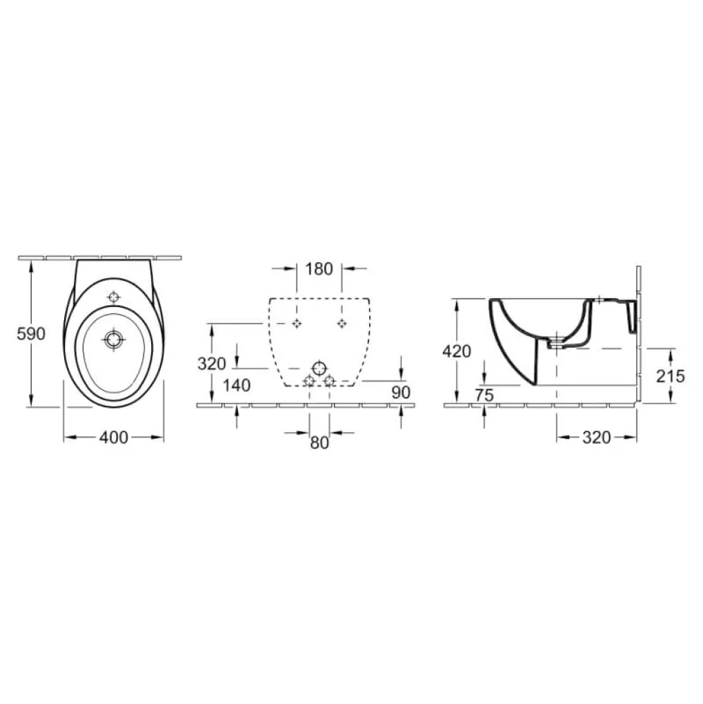 Біде консольне Villeroy&Boch Aveо (741100R2)- Фото 3