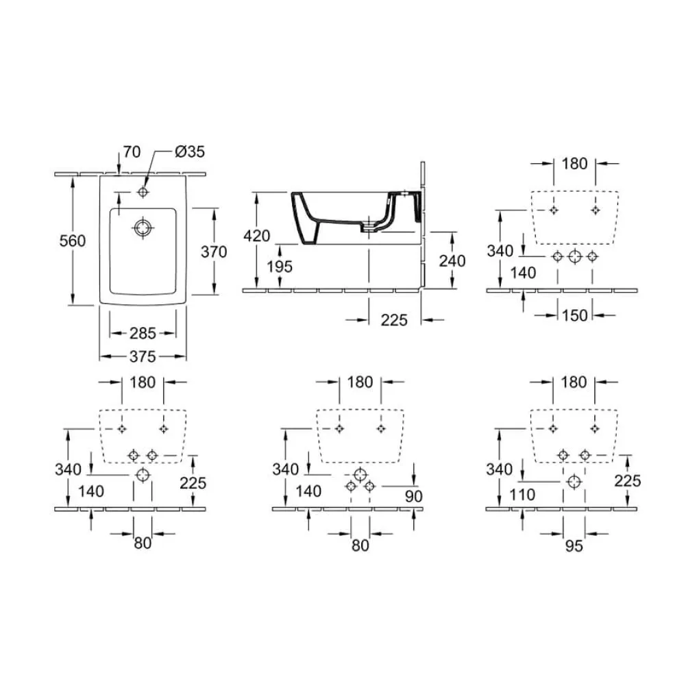 Біде консольне Villeroy&Boch Memento 2.0, чорний глянець (443300S0)- Фото 2