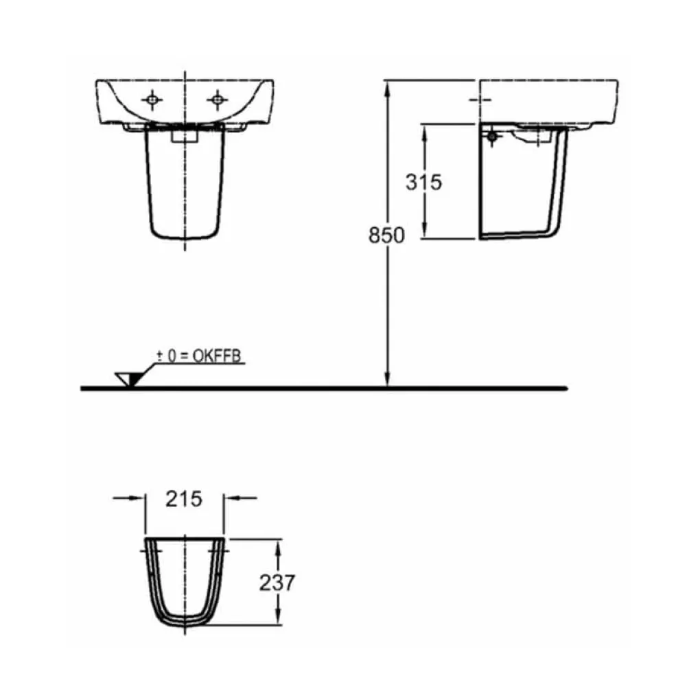 Полупьедестал для раковины Villeroy&Boch Subway (72440001)- Фото 2