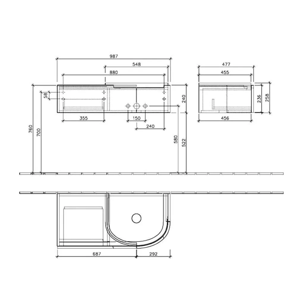 Тумба подвесная Villeroy&Boch Subway 2.0, 987x257x478 мм, белое дерево (A7031SE8)- Фото 2