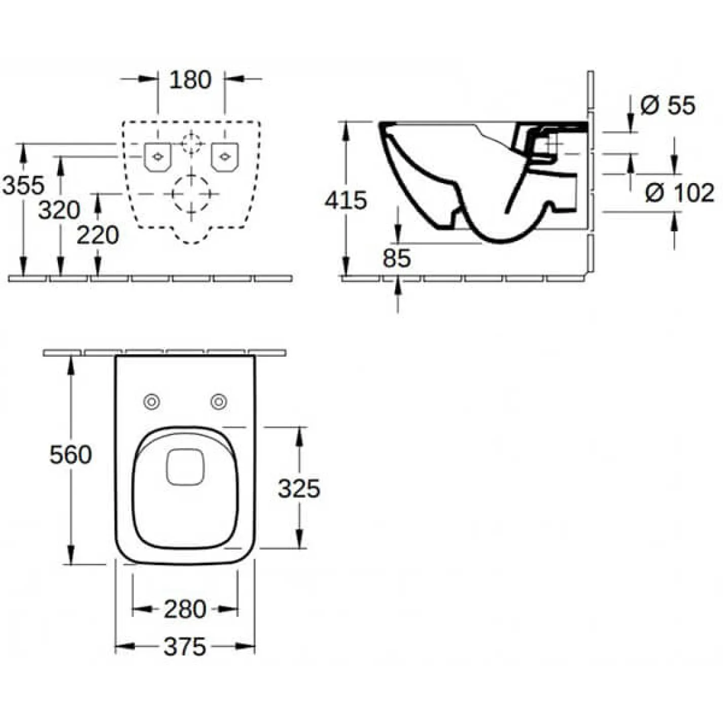 Унітаз підвісний Villeroy&Boch VERITY LINE з кришкою SlimSeat білий (4615RL01) - Фото 2