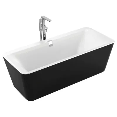Ванна акрилова асиметрична Volle 180x80 чорно-біла