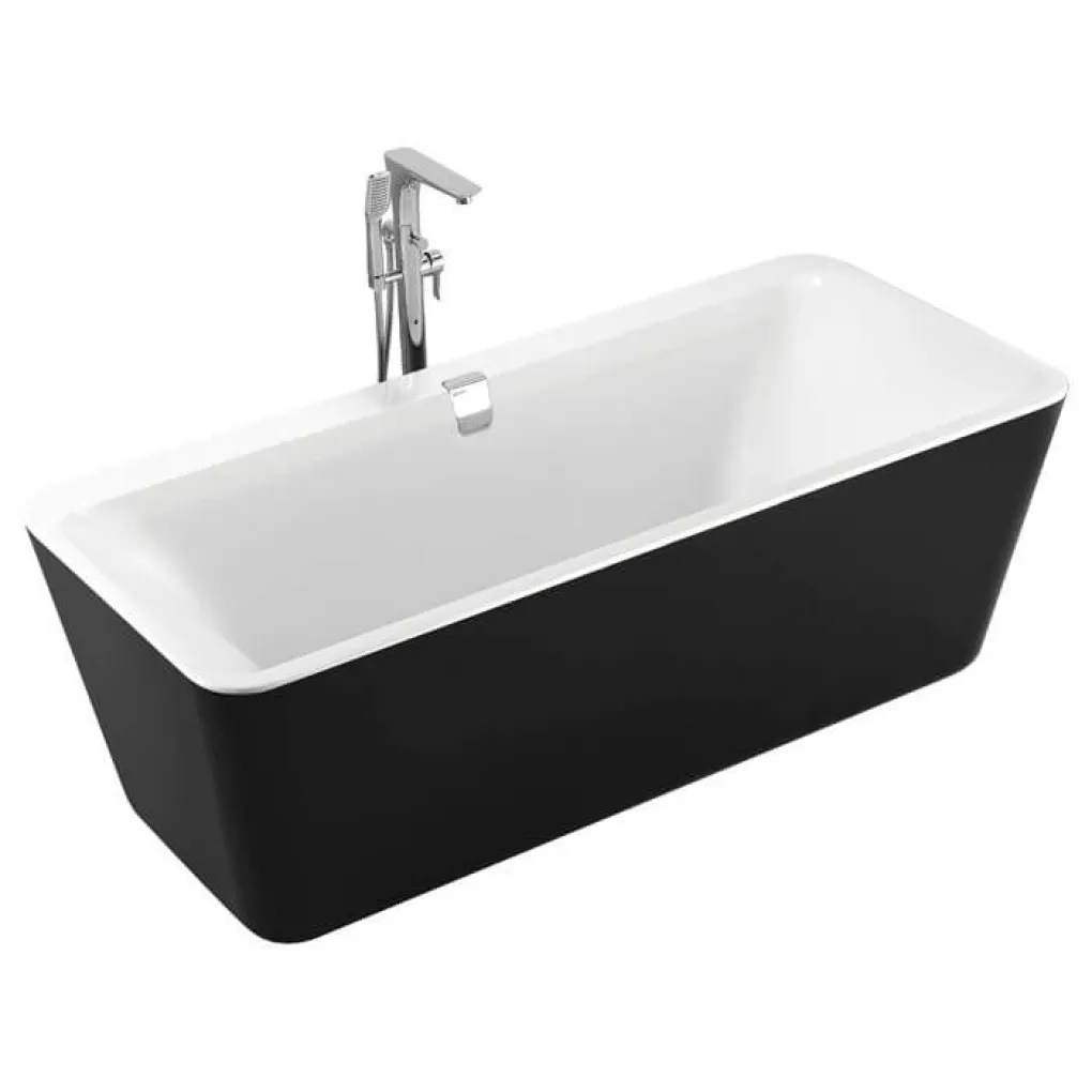 Ванна акриловая ассиметричная Volle 180x80 черно/белая- Фото 1