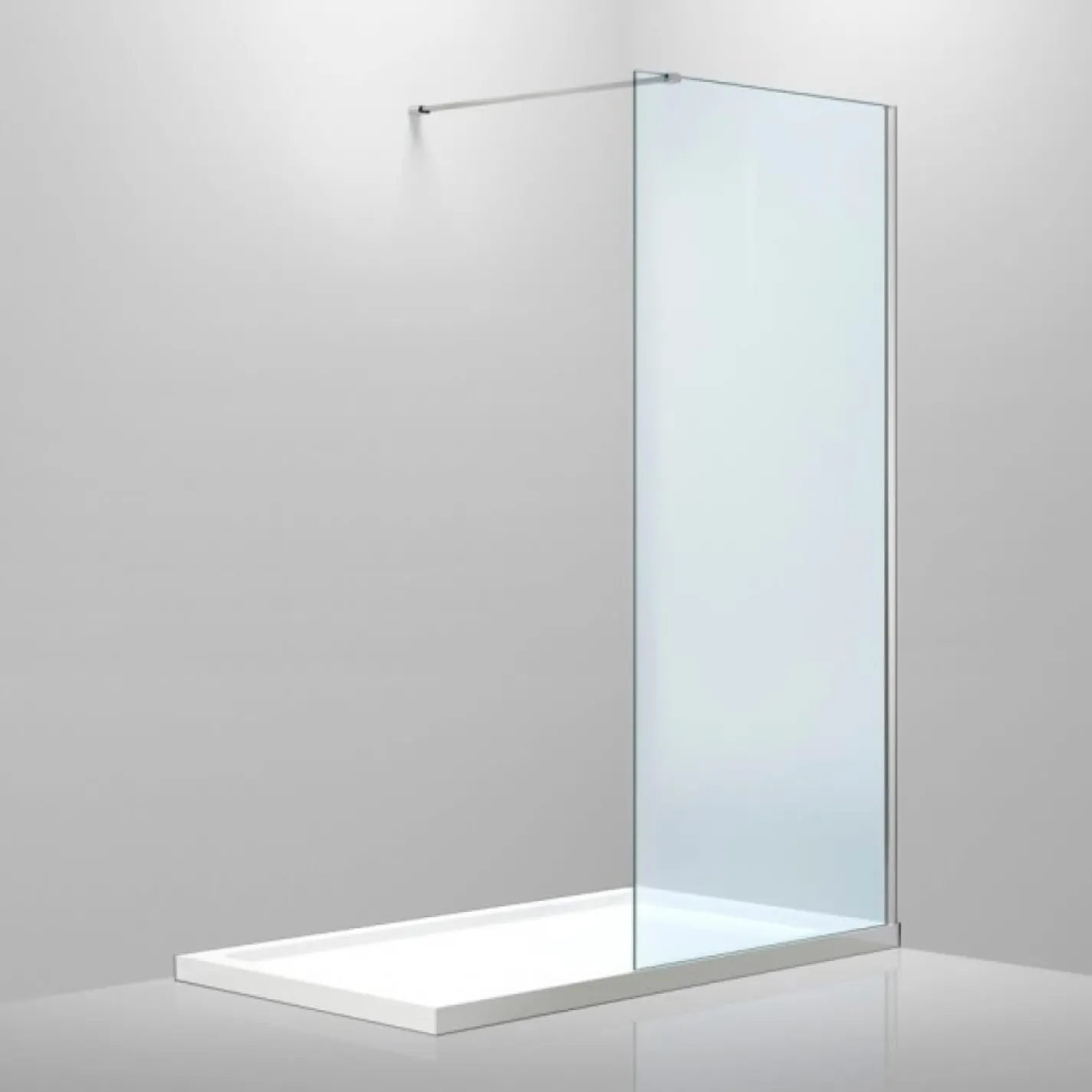 Комплект Volle Walk-In: Стенка 100х190 см прозрачное стекло 8 мм + Профиль стенный, хром 190 см + Держатель стекла с креплениями 100 см - Фото 2