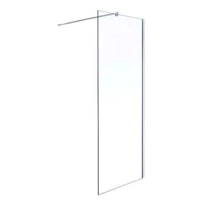 Комплект Volle Walk-In: Стенка 100х190 см прозрачное стекло 8 мм + Профиль стенный, хром 190 см + Держатель стекла с креплениями 100 см