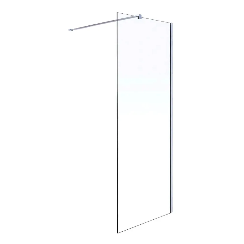 Комплект Volle Walk-In: Стенка 100х190 см прозрачное стекло 8 мм + Профиль стенный, хром 190 см + Держатель стекла с креплениями 100 см- Фото 1