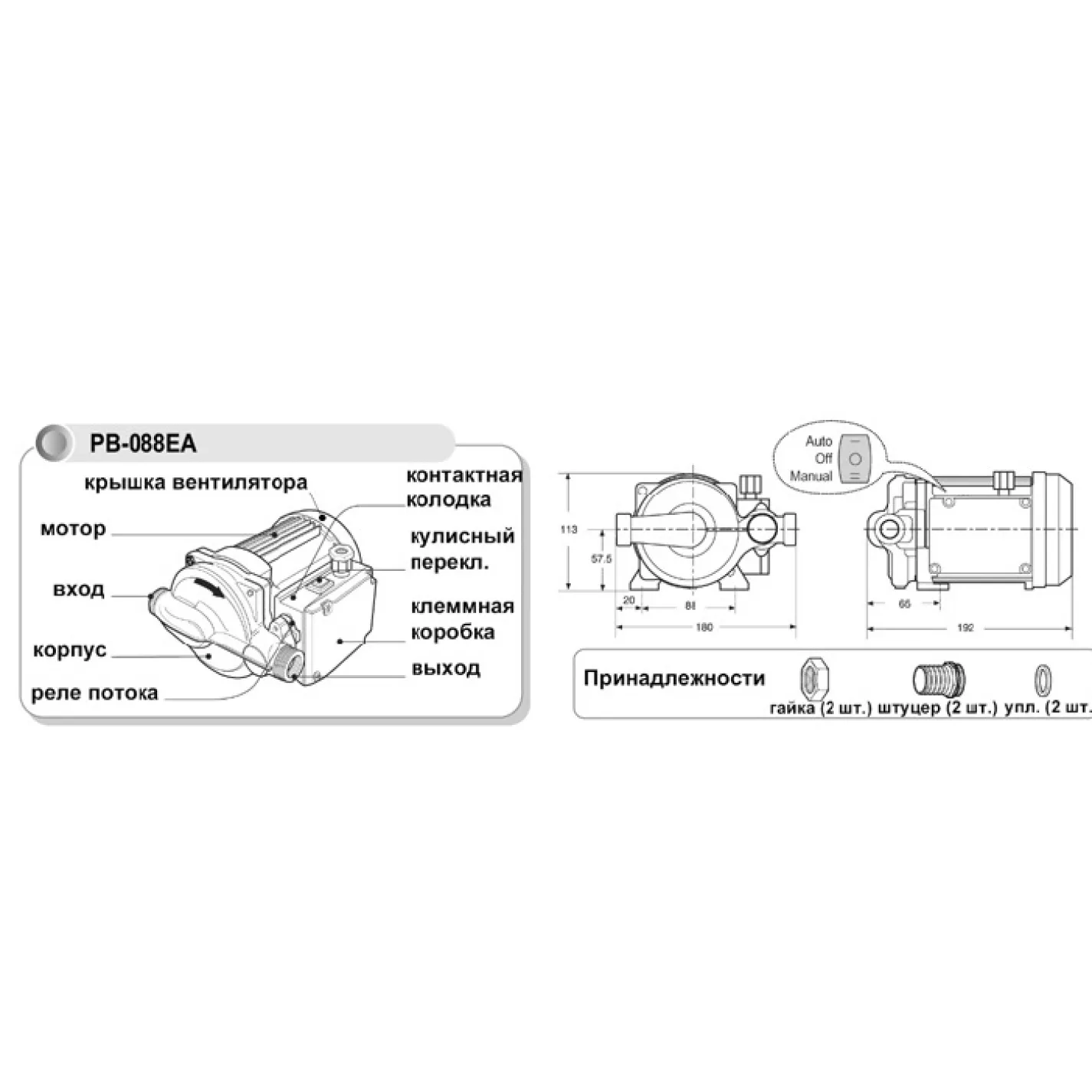 Насос для підвищення тиску води Wilo PB-088EA (3068133) - Фото 3