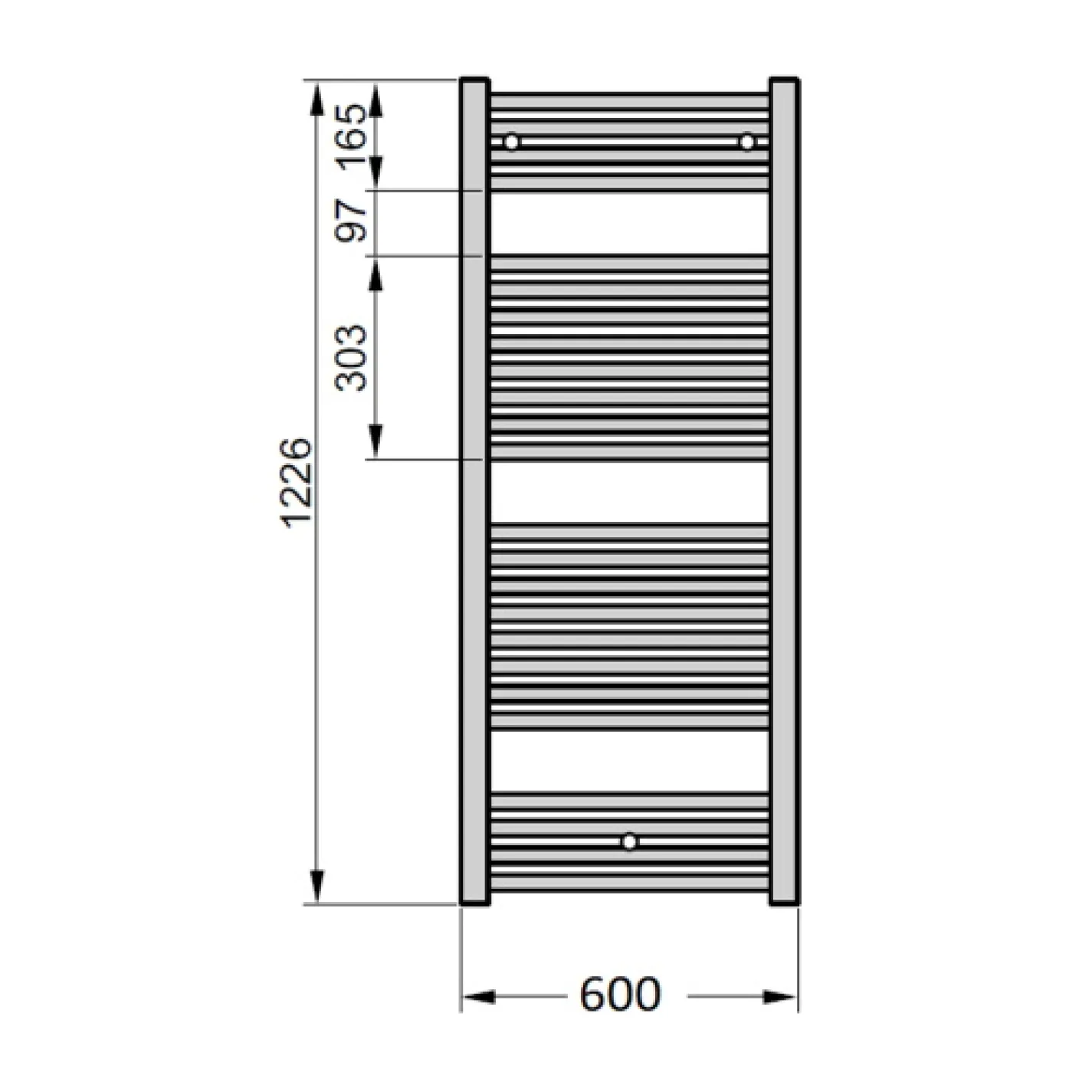 Электрический полотенцесушитель Zehnder Virando 600x1226 с теном HEC с/м белый - Фото 4