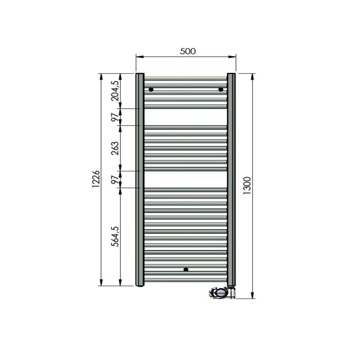 Електрична рушникосушка Zehnder Aura 1226x500 750 Вт чорний с/п (PBEBZ-120-050-MQ-HID) - Фото 4