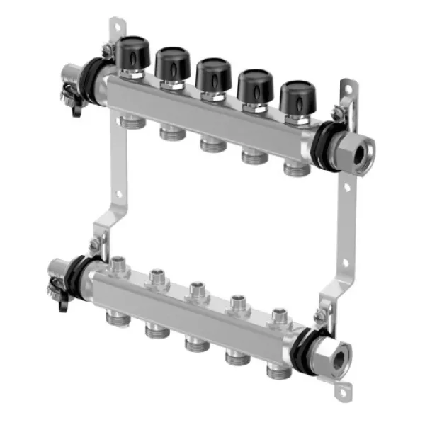 6 место: Стальной коллектор Uponor Vario S LS 1 НГ x 4 х 3/4 с обтравочными кранами